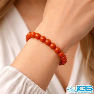 دستبند سنگ کارنلین کشی