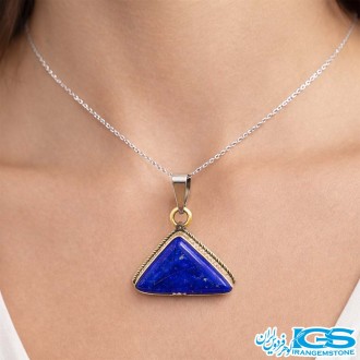 گردنبند لاجورد اصل با زنجیر استیل | سنگی آرامش‌بخش