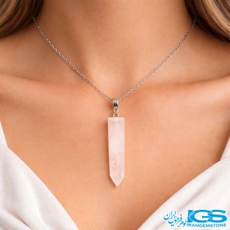 گردنبند رزکوارتز منشور بدون زنجیر
