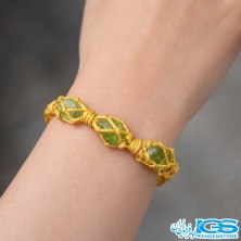 دستبند زبرجد مکرومه‌بافی | انرژی سبزِ شادی و آرامش