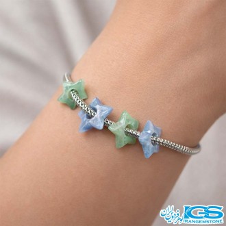 دستبند سنگ آونتورین و عقیق آبی