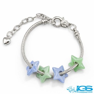 دستبند سنگ آونتورین و عقیق آبی