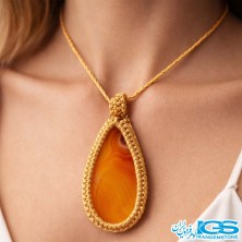 گردنبند کارنلین بافت مکرومه