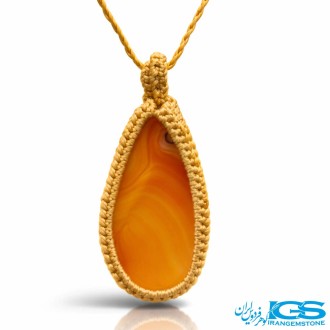 گردنبند کارنلین بافت مکرومه