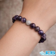 دستبند سنگ آمیتیست طرح سواراسکی نقره ای  | آرامش و انرژی مثبت در یک جواهر