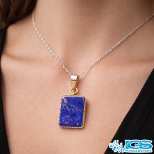 گردنبند لاجورد اصل با زنجیر استیل | سنگی آرامش‌بخش