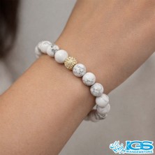 دستبند سنگ هولیت طرح سواروفسکی طلایی کشی