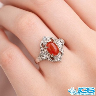 انگشتر نقره کارنلین عقیق ترک سایز 54