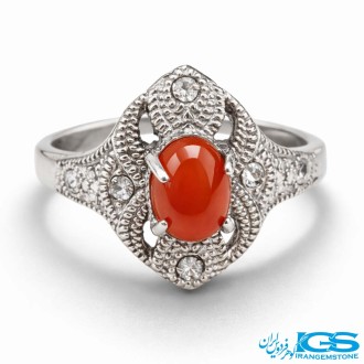 انگشتر نقره کارنلین عقیق ترک سایز 54