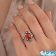 انگشتر نقره کارنلین عقیق ترک سایز 54