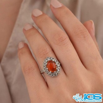 انگشتر نقره کارنلین عقیق ترک سایز 54