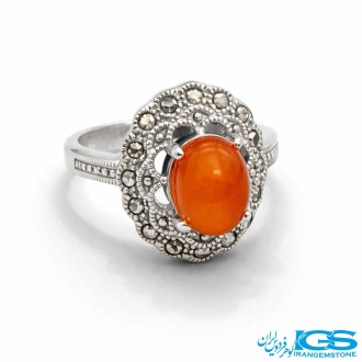 انگشتر نقره کارنلین عقیق ترک سایز 54