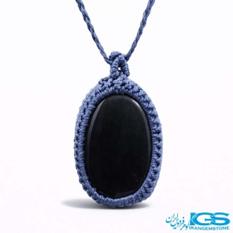 گردنبند سنگ اونیکس مکرومه بافی با خواص درمانی