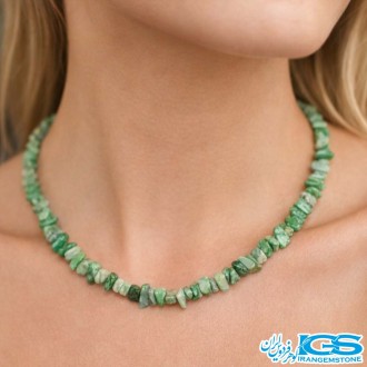 گردنبند آونتورین سبز راف چیپسی | سنگ شانس و انرژی مثبت