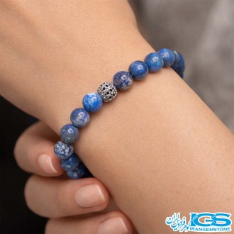 دستبند سنگ لاجورد طرح سواروفسکی کشی اصل | سنگ آرامش و خرد