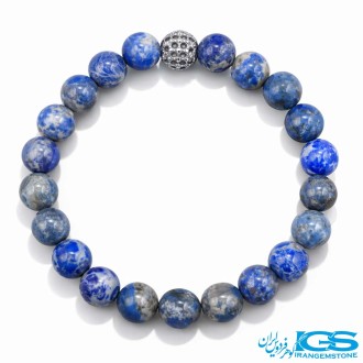 دستبند سنگ لاجورد طرح سواروفسکی کشی اصل | سنگ آرامش و خرد