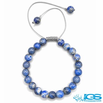 دستبند سنگ لاجورد مکرومه بافی اصل | سنگ آرامش و خرد