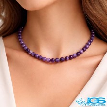 گردنبند سنگ آمیتیست اصل مکرومه بافی – نماد آرامش و محافظت