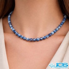 گردنبند سنگ لاجورد مکرومه بافی اصل | سنگ آرامش و خرد نمونه گردن مدل زن