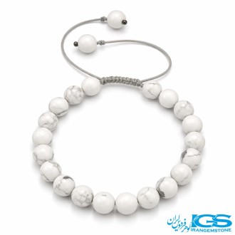 دستبند سنگ هولیت طرح مکرومه بافی