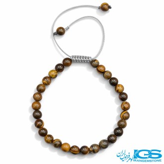 دستبند سنگ چشم ببر مکرومه بافی