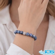 دستبند سنگ لاجوردطرح سواراسکی نقره ای مکرومه بافی اصل | سنگ آرامش و خرد