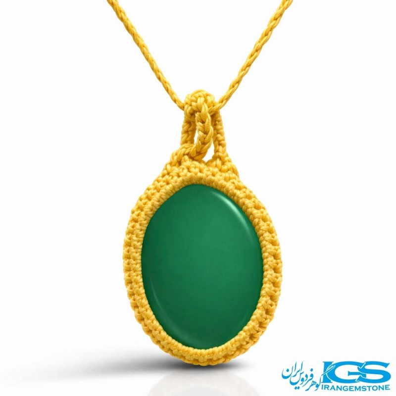 گردنبند عقیق سبز مکرومه بافی