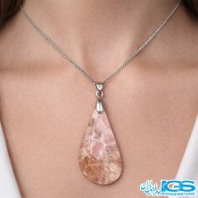 گردنبند سنگ رودونیت با زنجیر استیل