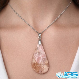 گردنبند سنگ رودونیت با زنجیر استیل