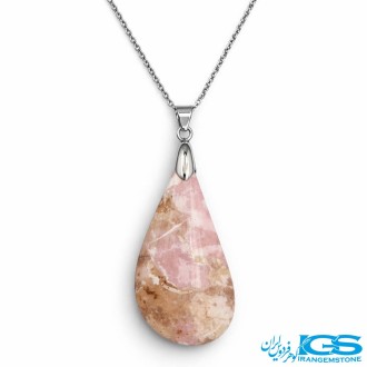 گردنبند سنگ رودونیت با زنجیر استیل