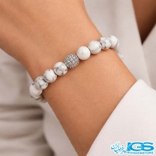 دستبند سنگ هولیت طرح سواروسکی نقره ای کشی