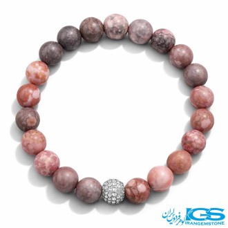 دستبند سنگ رودونیت طرح سواراسکی نقره ای کشی - جذب ثروت