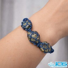 دستبند گارنت سبز دمانتوید راف مکرومه بافی