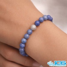 دستبند عقیق آبی انجلیت طرح سواراسکی مکرومه بافی