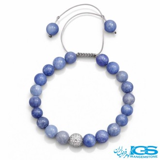 دستبند عقیق آبی انجلیت طرح سواراسکی مکرومه بافی