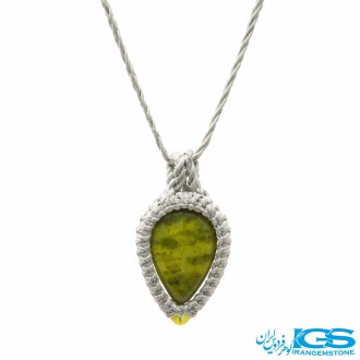 گردنبند یشم سبز مکرومه بافی