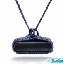 گردنبند چشم گربه سیاه بافت مکرومه