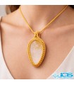 گردنبند سنگ کریستال کوارتز با روتایل زرد مکرومه بافی