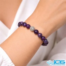 دستبند سنگ آمیتیست طرح سواراسکی مشکی  | آرامش و انرژی مثبت در یک جواهر