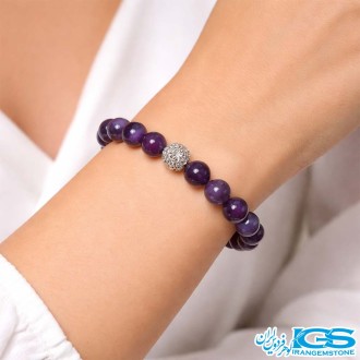 دستبند سنگ آمیتیست طرح سواراسکی مشکی  | آرامش و انرژی مثبت در یک جواهر