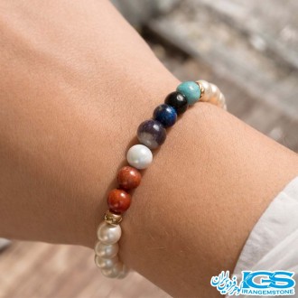 دستبند هفت چاکرا  مرورایدی مکرومه بافی