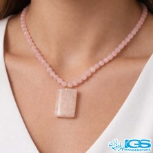 گردنبند سنگ رزکوارتز آویز مستطیلی