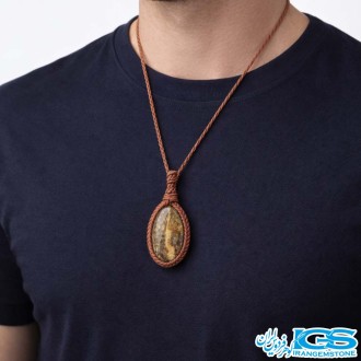 گردنبند سنگ چشم ببر ایران مکرومه بافی