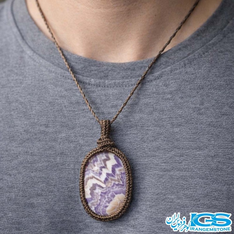 گردنبند سنگ آمیتیست مکرومه بافی
