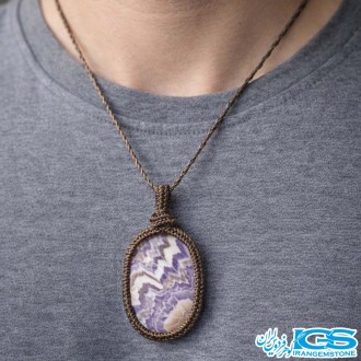 گردنبند سنگ آمیتیست مکرومه بافی