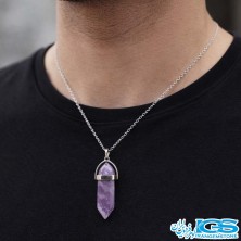 گردنبند سنگ منشور آمیتیست بدون زنجیر