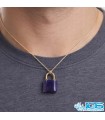گردنبند سنگ آمیتیست قفل طلایی بدون زنجیر
