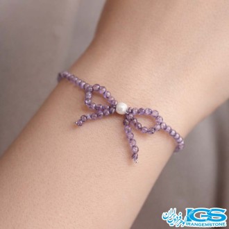 دستبند آمیتیست جواهری مدل پاپییون
