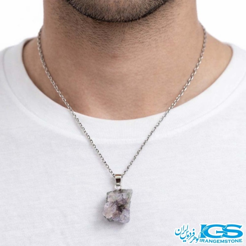 گردنبند سنگ آمیتیست راف بدون زنجیر