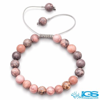 دستبند سنگ رودونیت مکرومه بافی - جذب ثروت